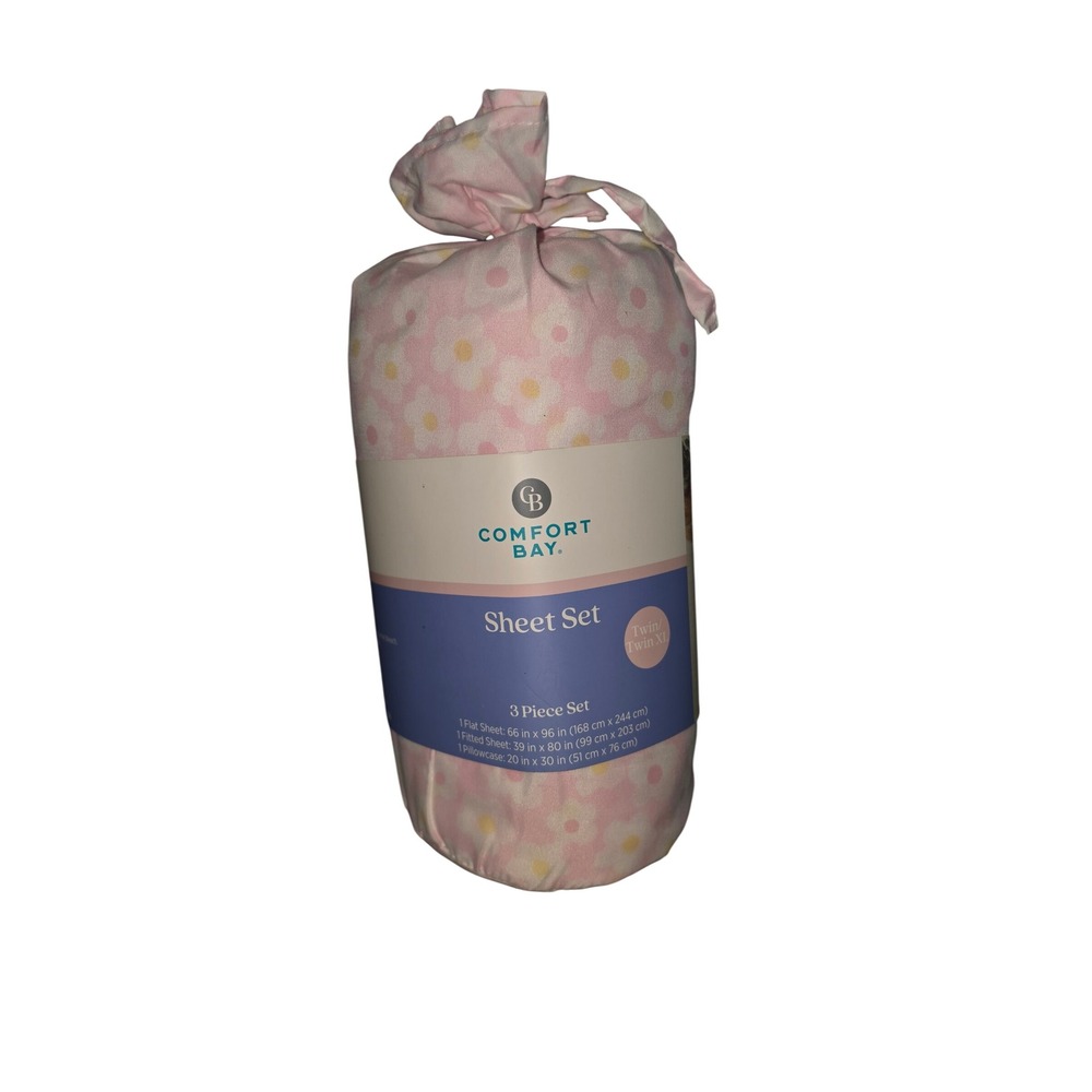 Comfort Bay Twin Twin XL Sheet Set 3 Piece Pink Floral Daisy Bedding NEW